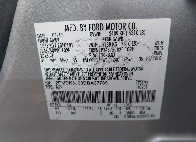 2FMDK3J98DBA37789 2013 2013 Ford Edge- Sel 9