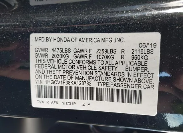 1HGCV1F38KA128782 2019 2019 Honda Accord- Sport 9