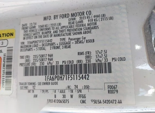 1FA6P0H71F5115442 2015 2015 Ford Fusion- SE 9