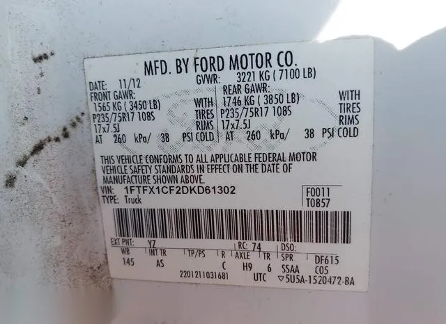 1FTFX1CF2DKD61302 2013 2013 Ford F-150- XL 9