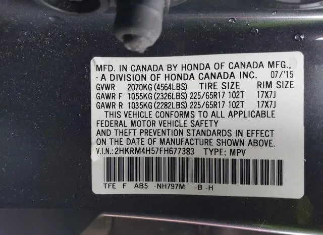 2HKRM4H57FH677383 2015 2015 Honda CR-V- EX 9