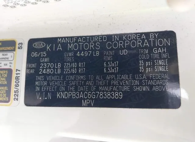 KNDPB3AC6G7838389 2016 2016 KIA Sportage- LX 9