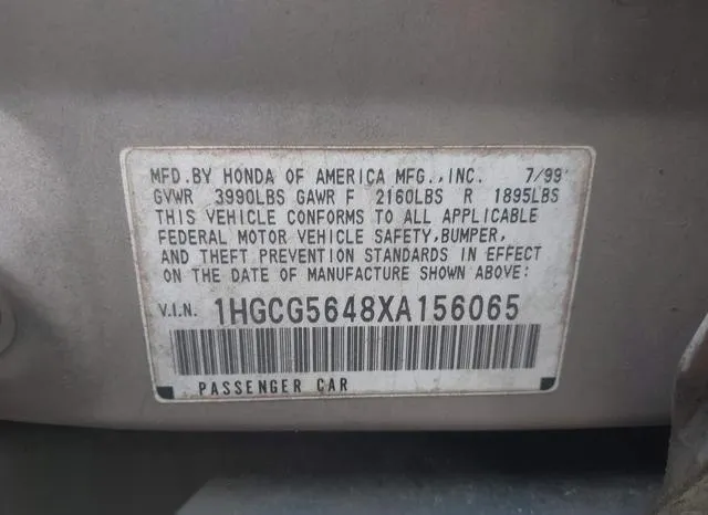 1HGCG5648XA156065 1999 1999 Honda Accord- LX 9