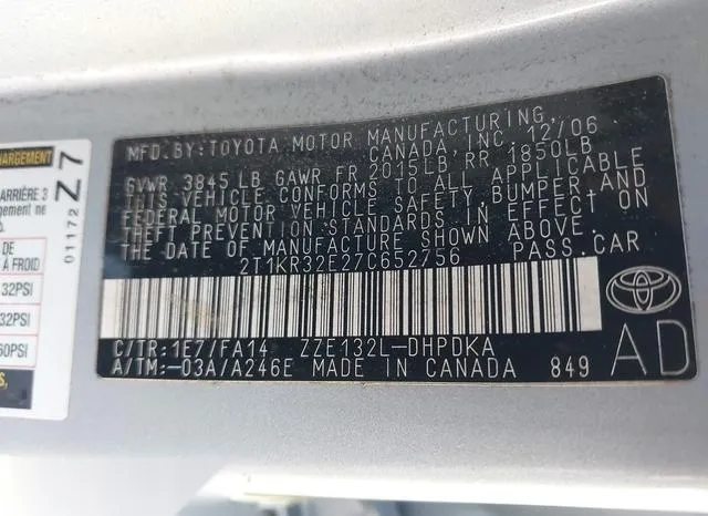 2T1KR32E27C652756 2007 2007 Toyota Matrix 9