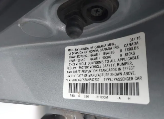 2HGFC2F55GH547532 2016 2016 Honda Civic- LX 9