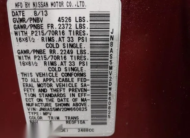 JN8AS5MV2DW660825 2013 2013 Nissan Rogue- S 9