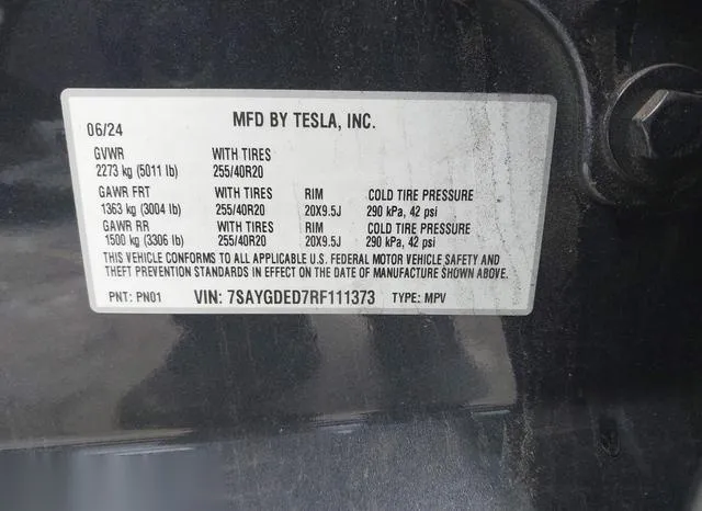 7SAYGDED7RF111373 2024 2024 Tesla Model Y- Long Range Dual 9