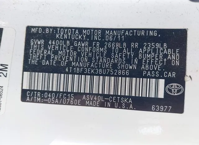 4T1BF3EK3BU752866 2011 2011 Toyota Camry- SE 9