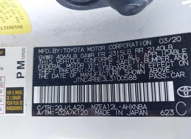 JTNC4RBE3L3100588 2020 2020 Toyota Corolla- Xse 9