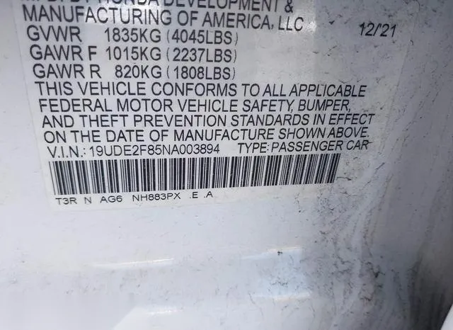 19UDE2F85NA003894 2022 2022 Acura ILX- Premium   A-Spec Pac 9