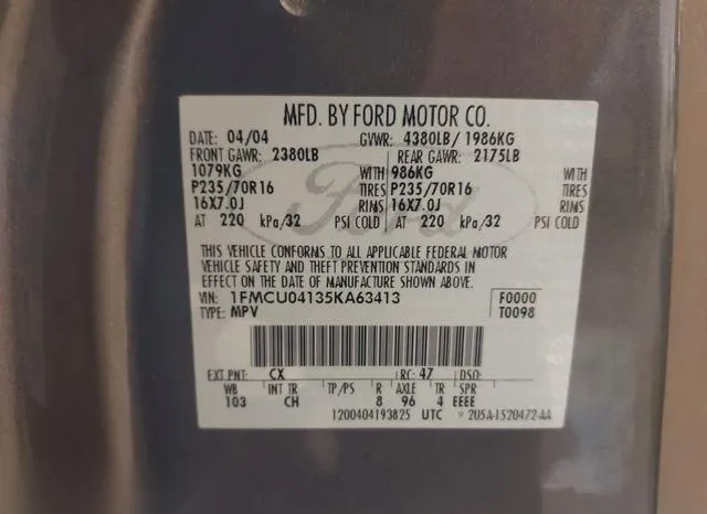 1FMCU04135KA63413 2005 2005 Ford Escape- Limited 9