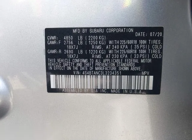 4S4BTANC3L3234351 2020 2020 Subaru Outback- Limited 9