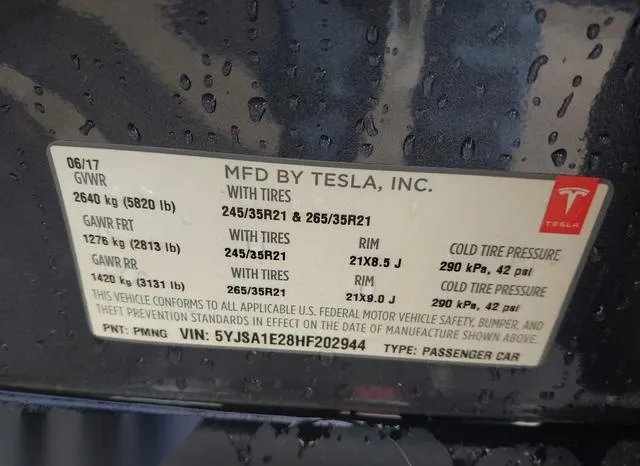 5YJSA1E28HF202944 2017 2017 Tesla Model S- 100D/60D/75D/90D 9