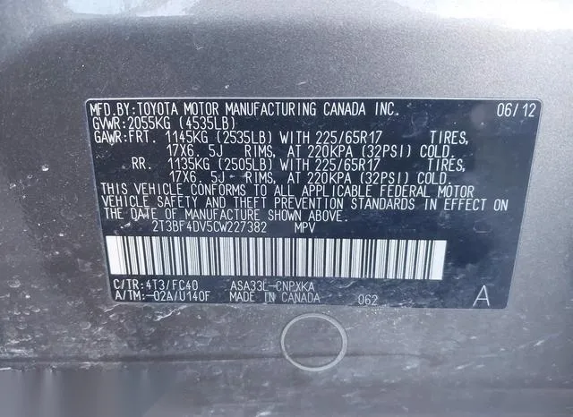 2T3BF4DV5CW227382 2012 2012 Toyota RAV4 9