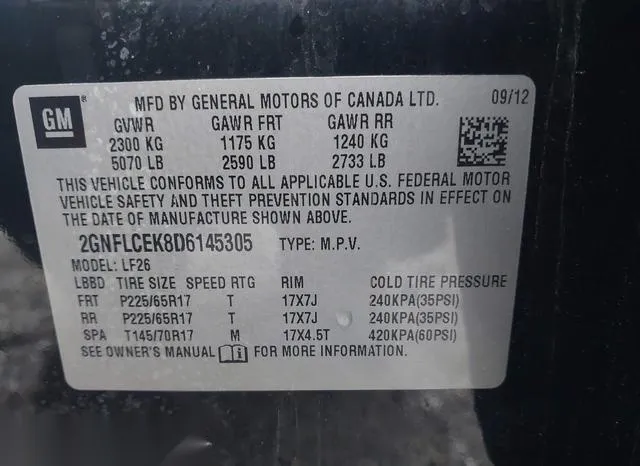 2GNFLCEK8D6145305 2013 2013 Chevrolet Equinox- LS 9