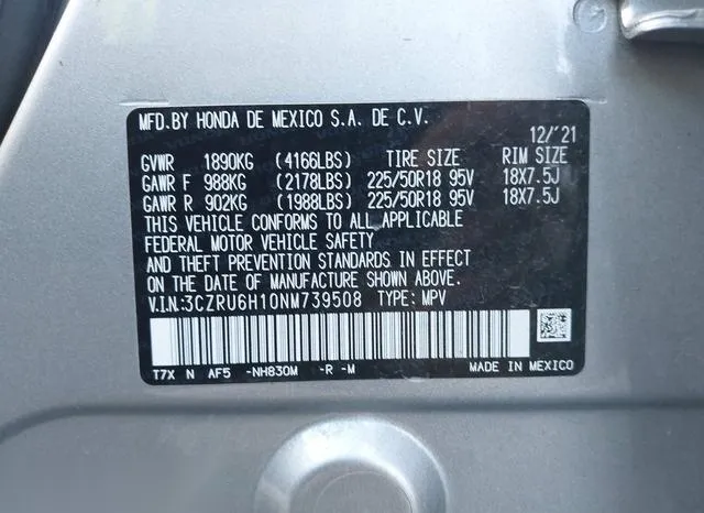 3CZRU6H10NM739508 2022 2022 Honda HR-V- Awd Sport 9