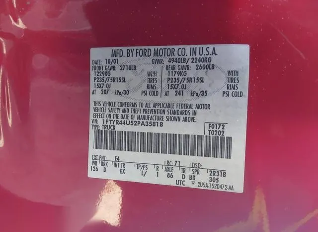 1FTYR44U52PA35818 2002 2002 Ford Ranger- Edge/Tremor/Xlt 9