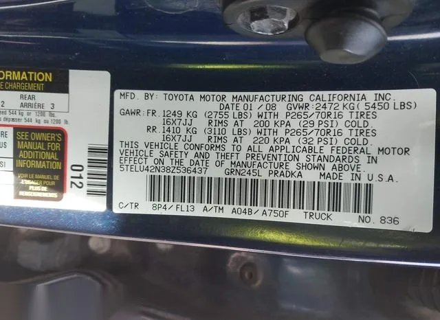 5TELU42N38Z536437 2008 2008 Toyota Tacoma- Double Cab 9