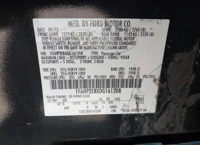 1FAHP2E8XDG161208 2013 2013 Ford Taurus- Sel 9