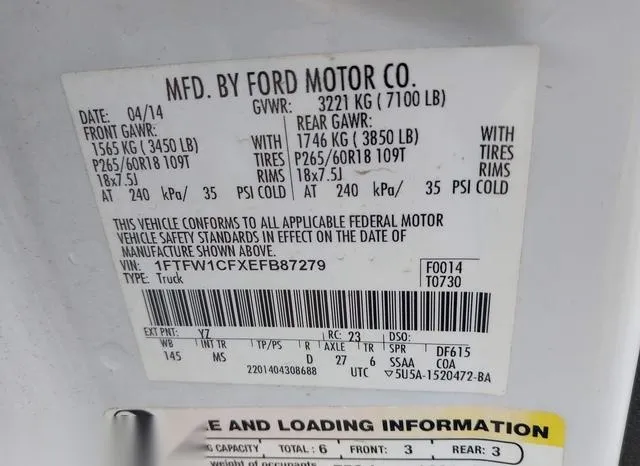 1FTFW1CFXEFB87279 2014 2014 Ford F-150- Xlt 9