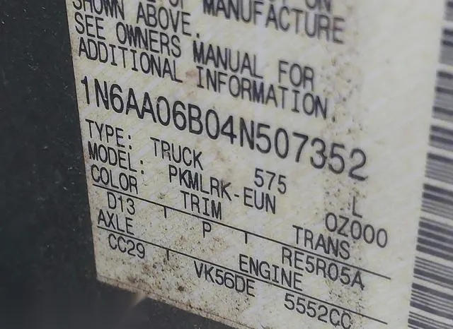 1N6AA06B04N507352 2004 2004 Nissan Titan- XE 9