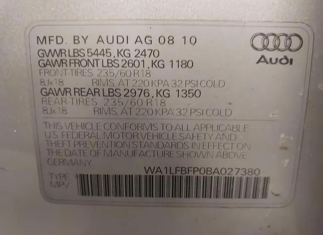 WA1LFBFP0BA027380 2011 2011 Audi Q5- 2-0T Premium 9