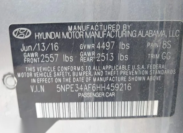 5NPE34AF6HH459216 2017 2017 Hyundai Sonata- Sport 9