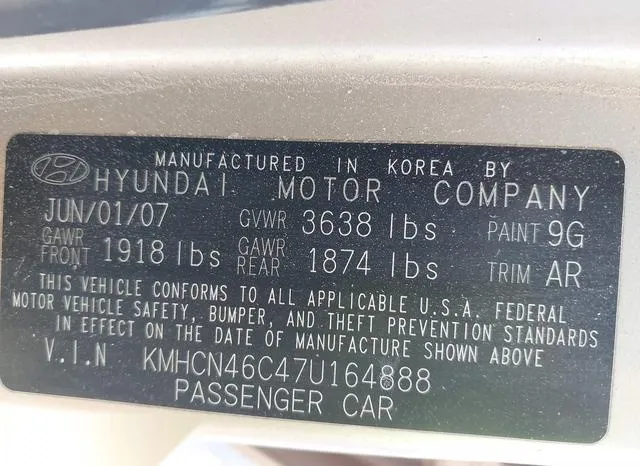 KMHCN46C47U164888 2007 2007 Hyundai Accent- Gls 9