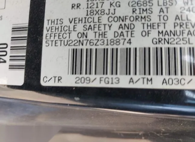 5TETU22N76Z318874 2006 2006 Toyota Tacoma- X-Runner Access Cab 9