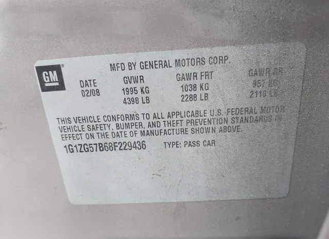 1G1ZG57B68F229436 2008 2008 Chevrolet Malibu- LS 9