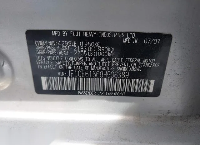 JF1GE61668H506389 2008 2008 Subaru Impreza- 2-5I 9