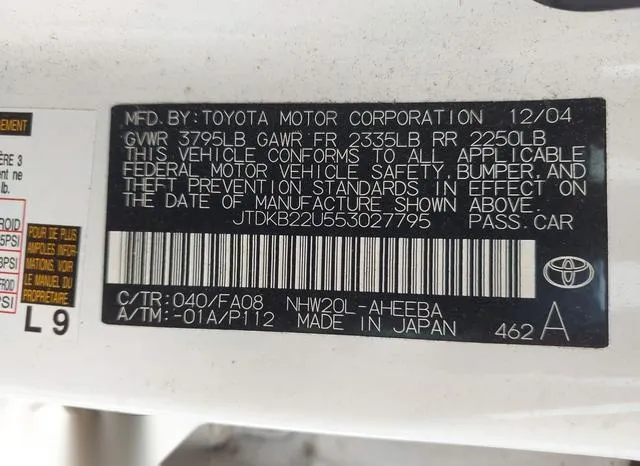 JTDKB22U553027795 2005 2005 Toyota Prius 9