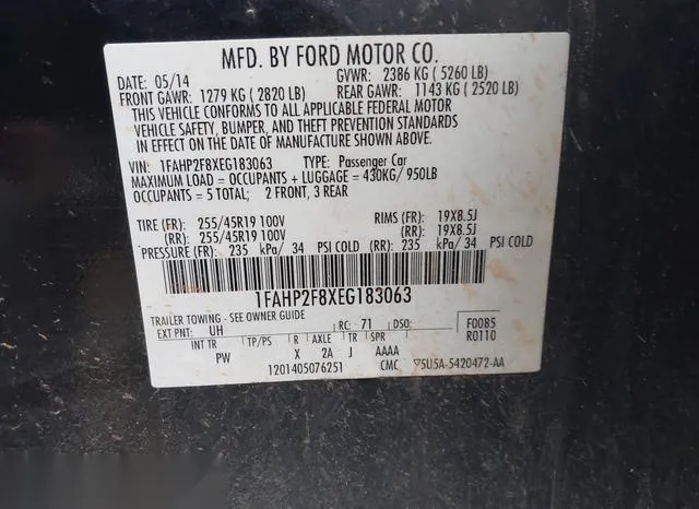 1FAHP2F8XEG183063 2014 2014 Ford Taurus- Limited 9