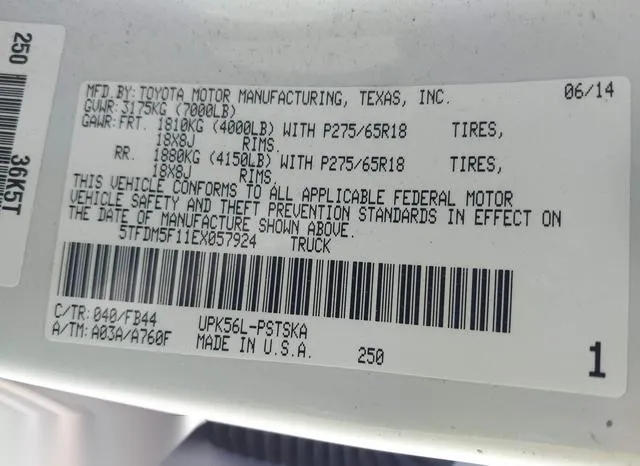 5TFDM5F11EX057924 2014 2014 Toyota Tundra- Sr5 4-6L V8 9