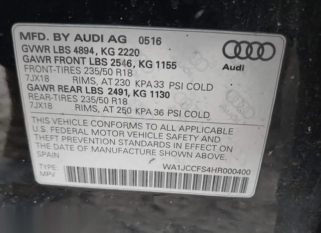 WA1JCCFS4HR000400 2017 2017 Audi Q3- 2-0T Premium 9