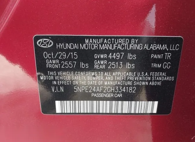 5NPE24AF2GH334182 2016 2016 Hyundai Sonata- SE 9