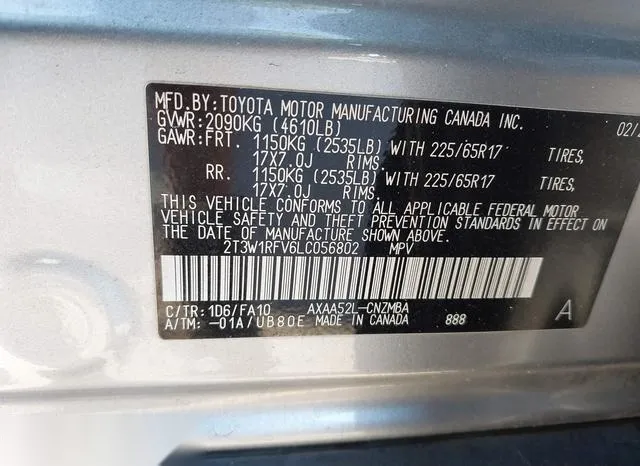 2T3W1RFV6LC056802 2020 2020 Toyota RAV4- Xle 9