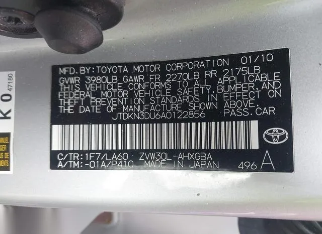 JTDKN3DU6A0122856 2010 2010 Toyota Prius 9