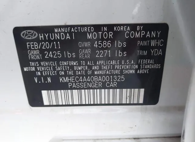 KMHEC4A40BA001325 2011 2011 Hyundai Sonata- Hybrid 9