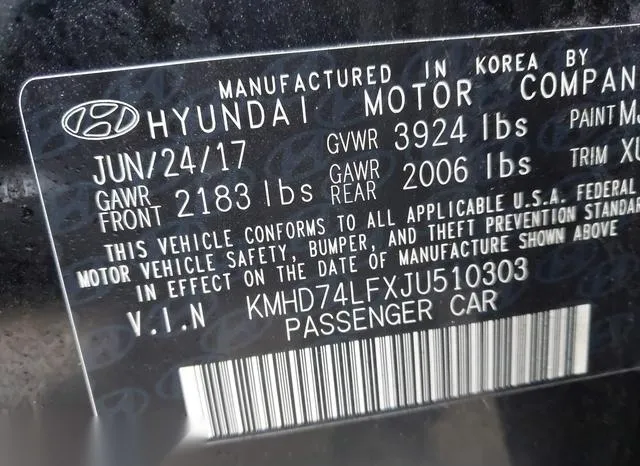 KMHD74LFXJU510303 2018 2018 Hyundai Elantra- SE 9