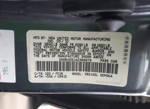 1NXBU4EE1AZ369979 2010 2010 Toyota Corolla- LE 9