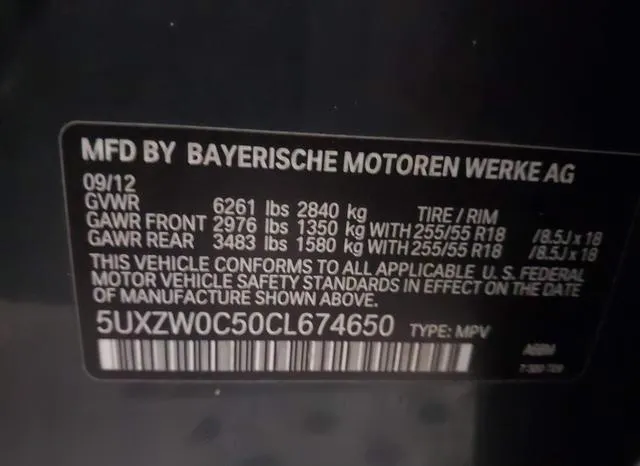 5UXZW0C50CL674650 2012 2012 BMW X5- Xdrive35D 9