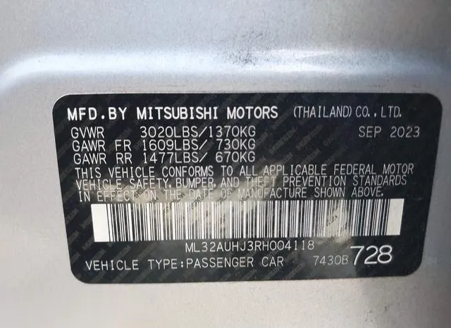 ML32AUHJ3RH004118 2024 2024 Mitsubishi Mirage- ES 9