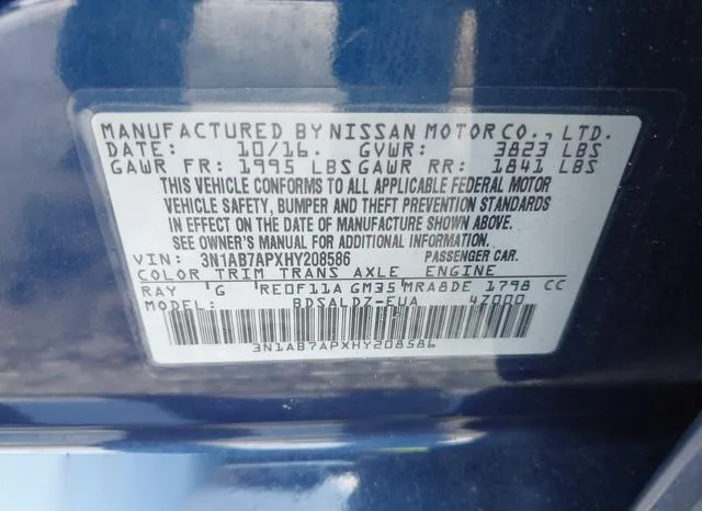 3N1AB7APXHY208586 2017 2017 Nissan Sentra- SV 9