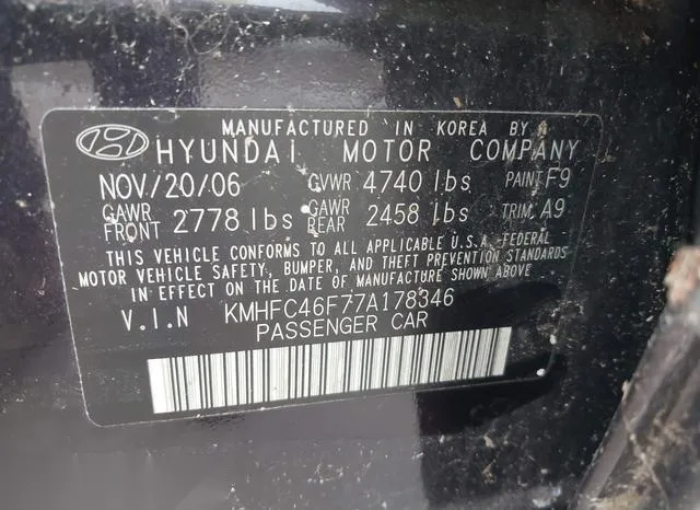 KMHFC46F77A178346 2007 2007 Hyundai Azera- Limited/Se 9