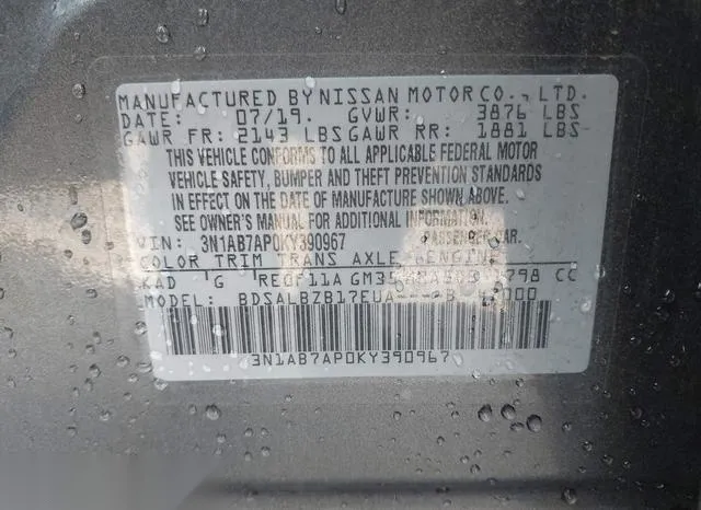 3N1AB7AP0KY390967 2019 2019 Nissan Sentra- S 9