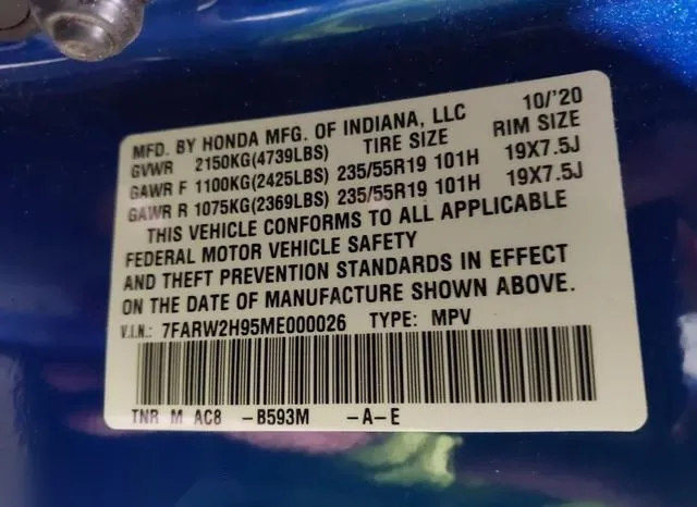 7FARW2H95ME000026 2021 2021 Honda CR-V- Awd Touring 9