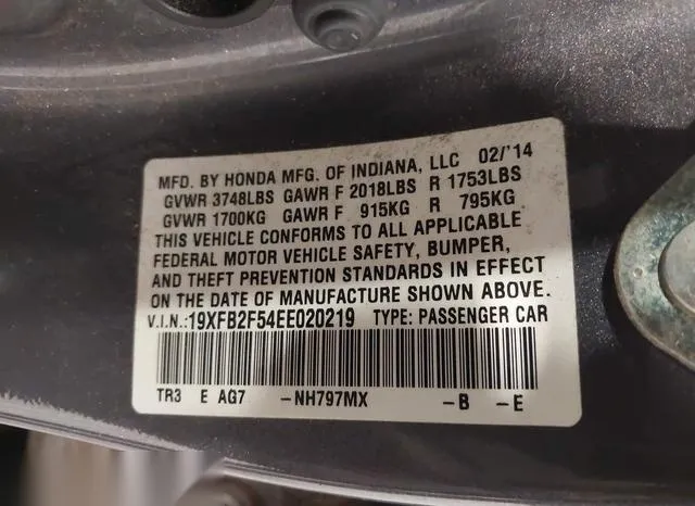 19XFB2F54EE020219 2014 2014 Honda Civic- LX 9