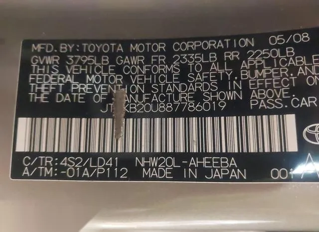 JTDKB20U887786019 2008 2008 Toyota Prius- Touring 9