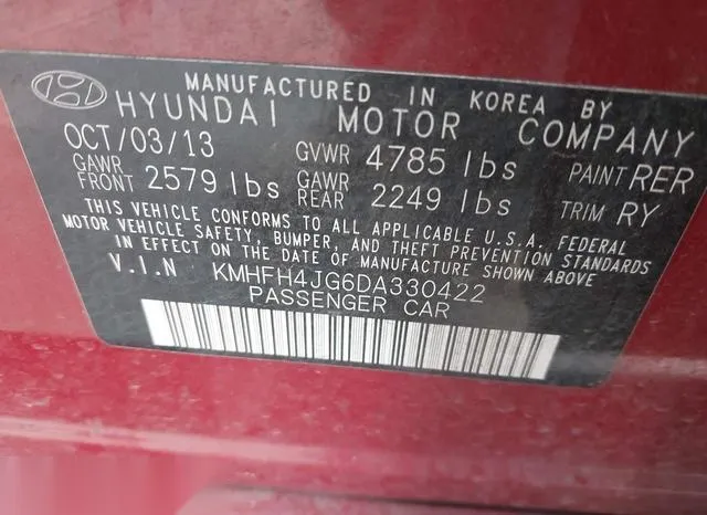 KMHFH4JG6DA330422 2013 2013 Hyundai Azera 9